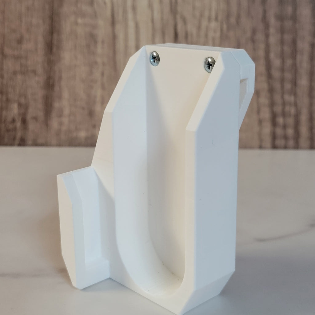 White launcher holster showing the mounting side.