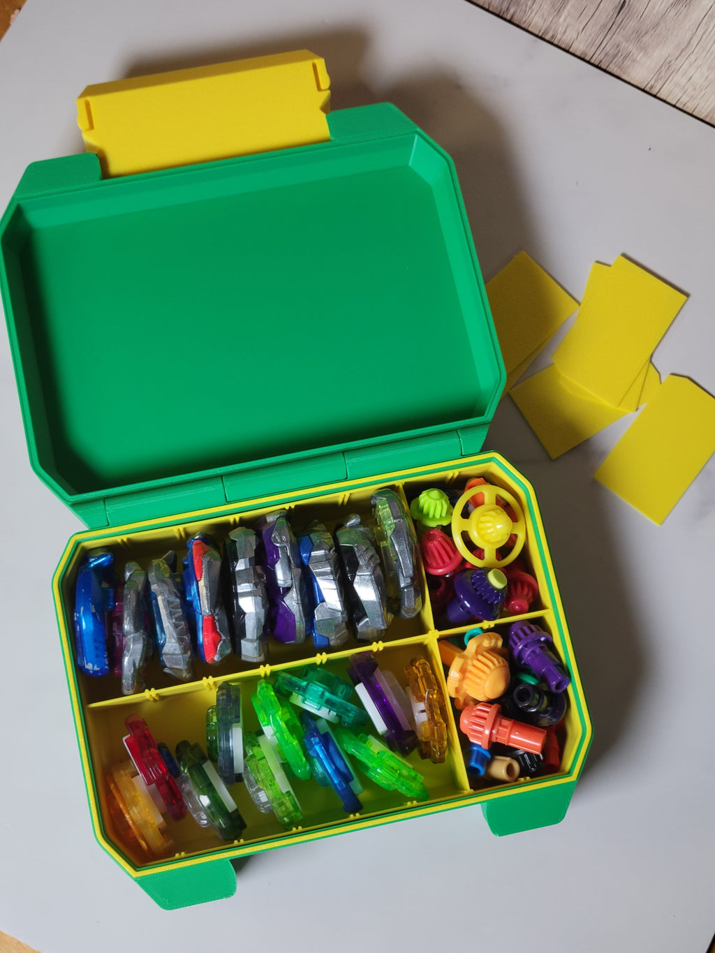 Ratchet Box loaded with Beyblade gear for a storage example